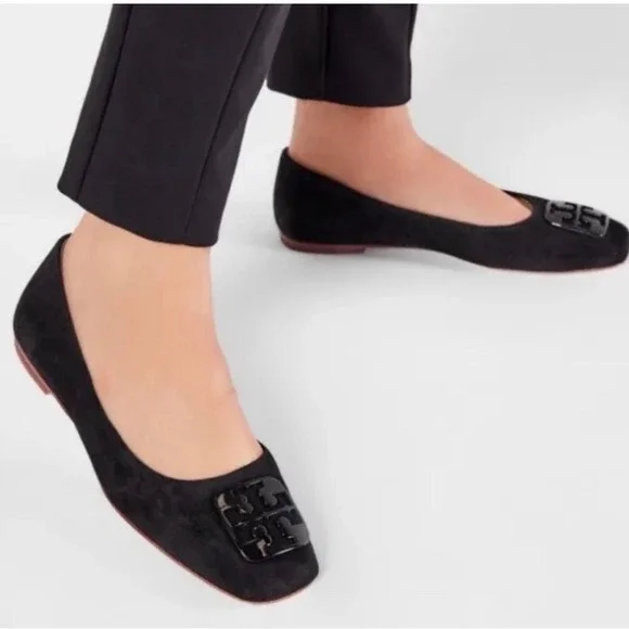 Tory Burch Black Suede Georgia Ballet‎ Flats Women's Shoes size 5 - Picture 2 of 7